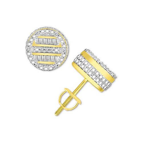 Macys Mens Diamond Circle Stud Earrings (1/6 ct.tw) in 10K Gold