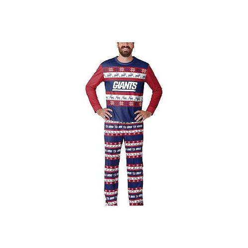 FOCO Mens Navy New York Giants Team Ugly Pajama Set