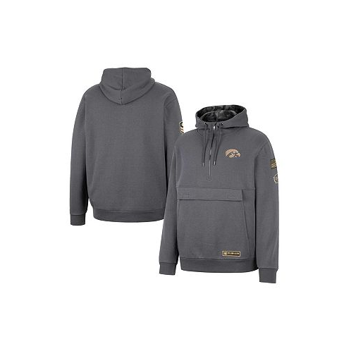 Colosseum Mens Charcoal Iowa Hawkeyes OHT Military-Inspired Appreciation Quarter-Zip Hoodie