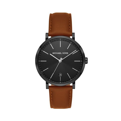 Michael Kors Mens Irving Three-Hand Brown Leather Watch 42mm