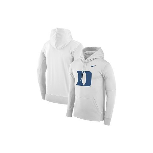 Nike Mens White Duke Blue Devils Performance Pullover Hoodie