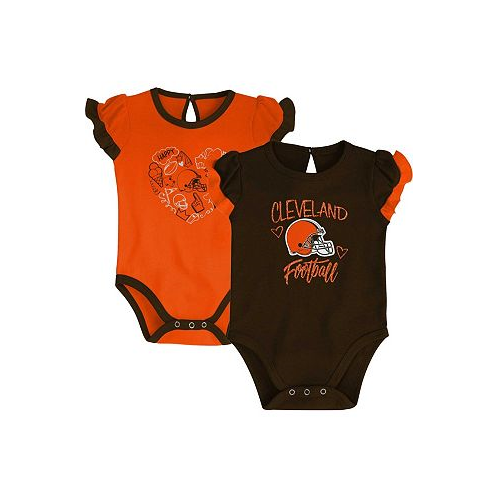 Outerstuff Newborn and Infant Boys and Girls Brown Orange Cleveland Browns Too Much Love Two-Piece Bodysuit Set