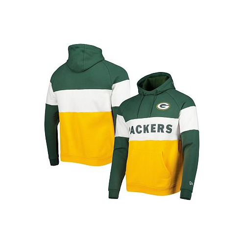 New Era Mens Gold Green Bay Packers Colorblock Current Pullover Hoodie