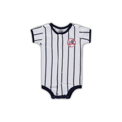 Outerstuff Newborn Boys and Girls White Navy New York Yankees Power Hitter Short Sleeve Bodysuit