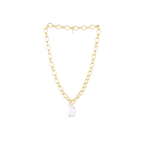 ETTIKA Imitation Pearl Nugget Pendant and 18K Gold Plated Necklace