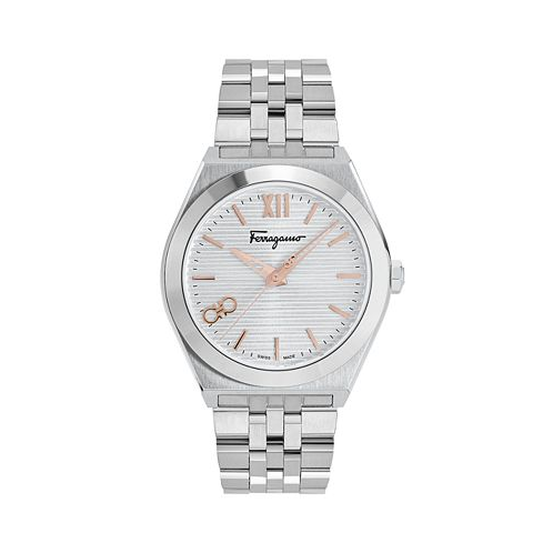 Ferragamo Salvatore Mens Swiss Vega Stainless Steel Bracelet Watch 40mm