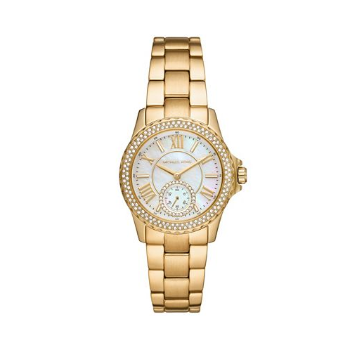 Michael Kors Womens Everest Quartz Three-Hand Gold-Tone Stainless Steel Watch 33mm