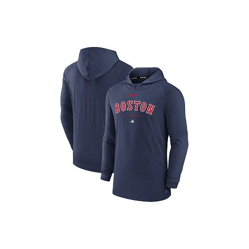 Nike Mens Heather Navy Boston Red Sox Authentic Collection Early Work Tri-Blend Performance Pullover Hoodie