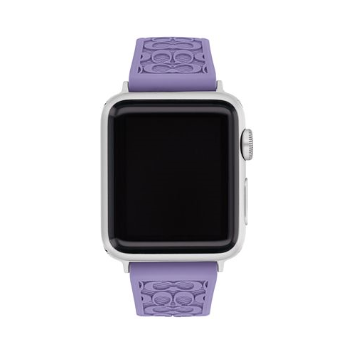 COACH Womens Signature Purple Silicone Strap for Apple Watch 38 40 41mm