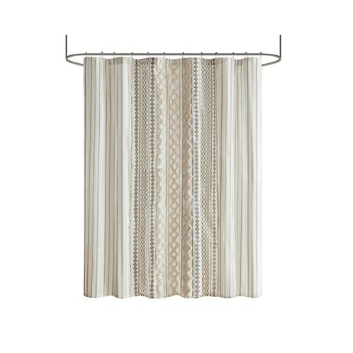 INK+IVY Imani Stripe Cotton Chenille Shower Curtain 72 x 72