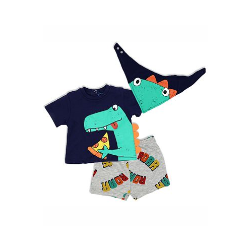 Lily & Jack Baby Boys Dinosaur Shorts T Shirt and Bib 3 Piece Set