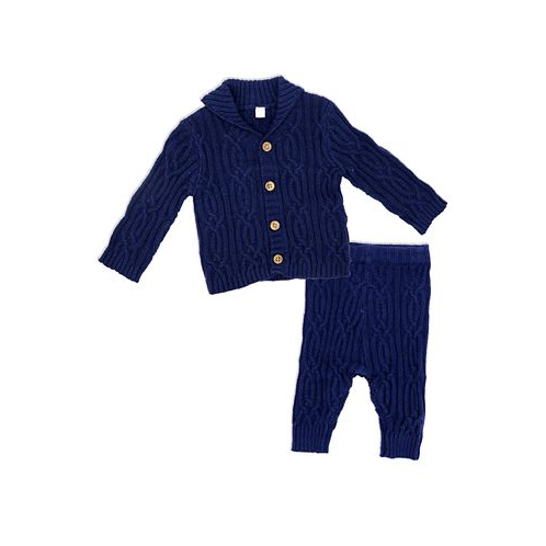 Little Gent Baby Boys Shawl Collar Knit Cardigan and Pants 2 Piece Set