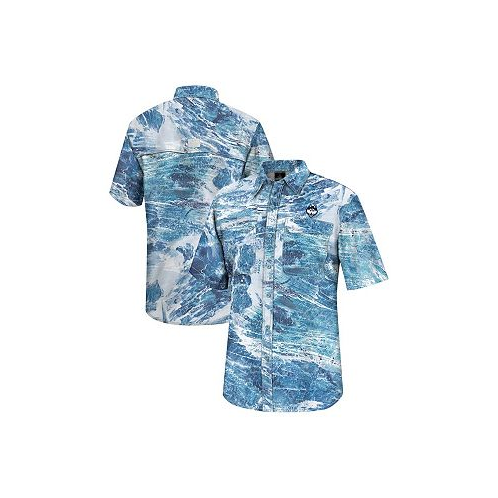 Colosseum Mens Blue UConn Huskies Realtree Aspect Charter Full-Button Fishing Shirt