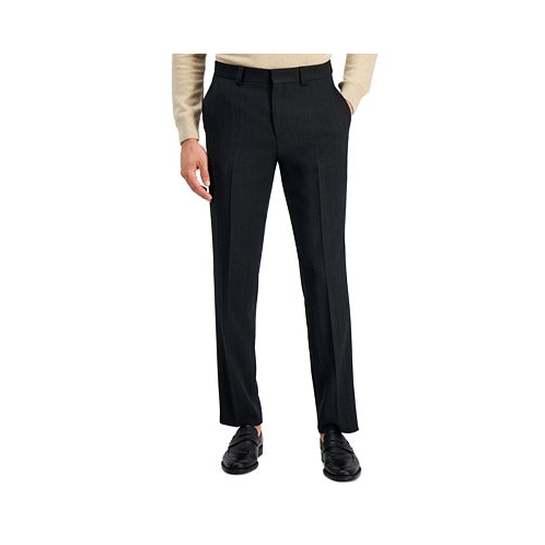 HUGO Mens Modern-Fit Charcoal Herringbone Suit Trousers