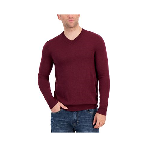 Alfani Mens Long-Sleeve V-Neck Merino Sweater