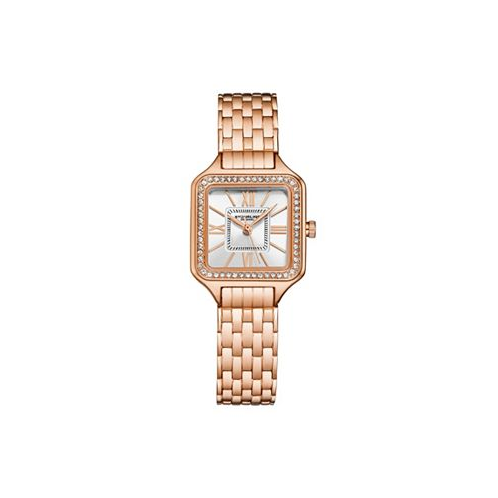 Stuhrling Womens Symphony Rose-Gold Stainless Steel Silver-Tone Dial 36mm Square Watch