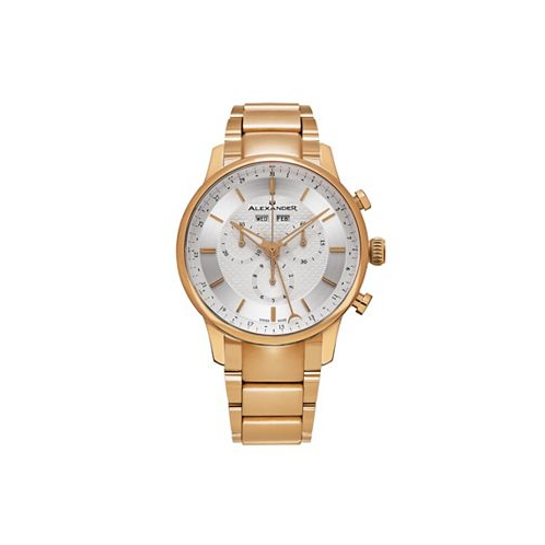 Alexander Mens Chieftain Gold-Tone Stainless Steel Silver-Tone Dial 42mm Round Watch