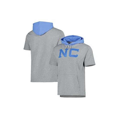 Mitchell & Ness Mens Heather Gray North Carolina Tar Heels Postgame?Short Sleeve Pullover Hoodie