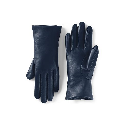 Lands End Womens EZ Touch Screen Cashmere Lined Leather Gloves