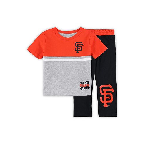 Outerstuff Toddler Boys and Girls Black Orange San Francisco Giants Batters Box T-shirt and Pants Set