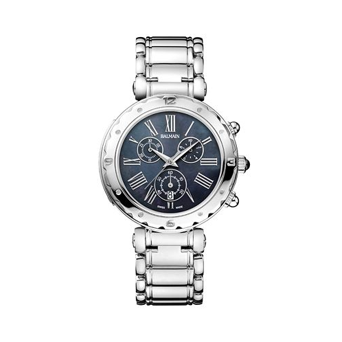 Womens Swiss Chronograph Balmainia Stainless Steel Bracelet Watch 38mm