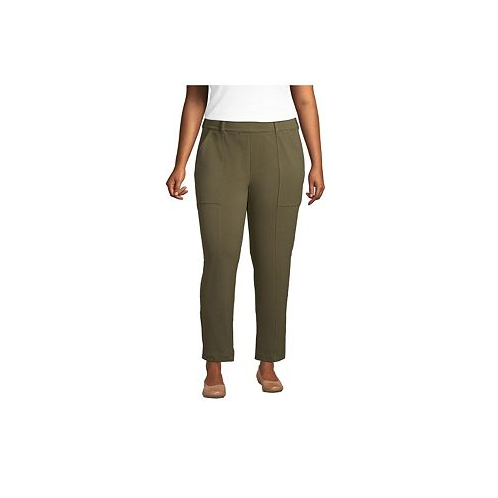 Lands End Plus Size Starfish Mid Rise Elastic Waist Pull On Utility Ankle Pants