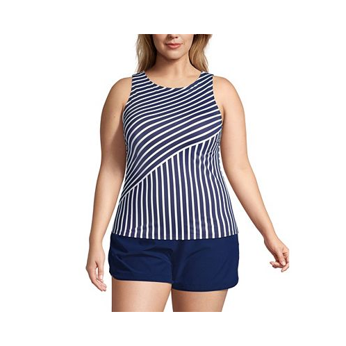 Lands End Plus Size DD-Cup Chlorine Resistant High Neck UPF 50 Modest Tankini Swimsuit Top