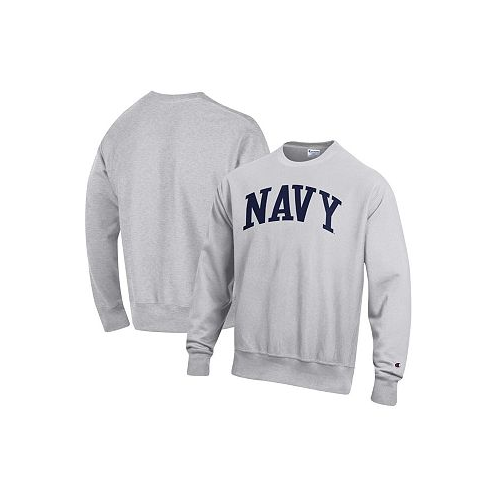 Champion Mens Heathered Gray Navy Midshipmen Arch Reverse Weave Pullover Sweatshirt