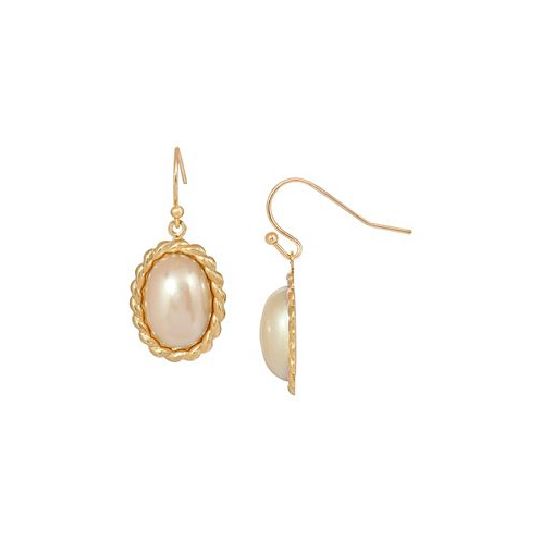 2028 Imitation Pearl Oval Drop Earrings