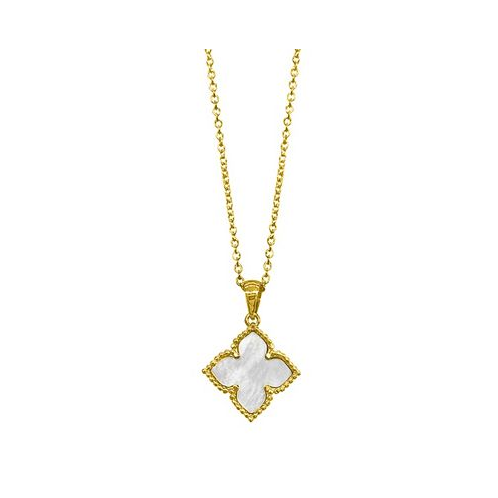 ADORNIA 16-18 Adjustable 14K Gold Plated Flower Imitation Mother of Pearl Necklace
