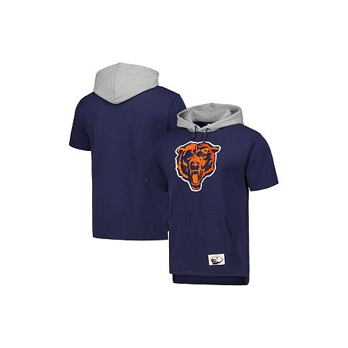 Mitchell & Ness Mens Navy Chicago Bears Postgame Short Sleeve Hoodie