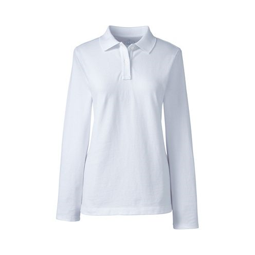 Lands End Womens School Uniform Long Sleeve Feminine Fit Mesh Polo Shirt