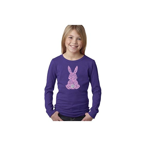 LA Pop Art Big Girls Word Art Long Sleeve T-Shirt - Easter Bunny