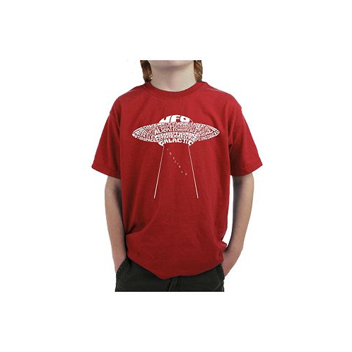 LA Pop Art Boys Word Art T-shirt - Flying Saucer UFO