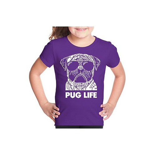 LA Pop Art Big Girls Word Art T-shirt - Pug Life