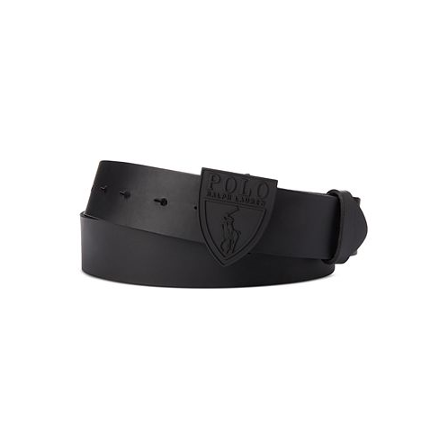 Polo Ralph Lauren Mens Shield-Buckle Leather Belt