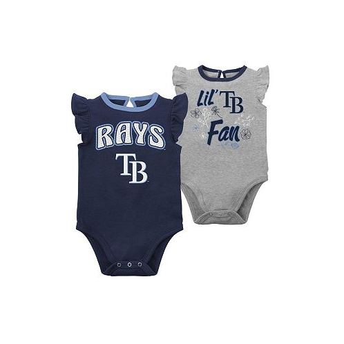 Outerstuff Newborn and Infant Boys and Girls Navy Heather Gray Tampa Bay Rays Little Fan Two-Pack Bodysuit Set