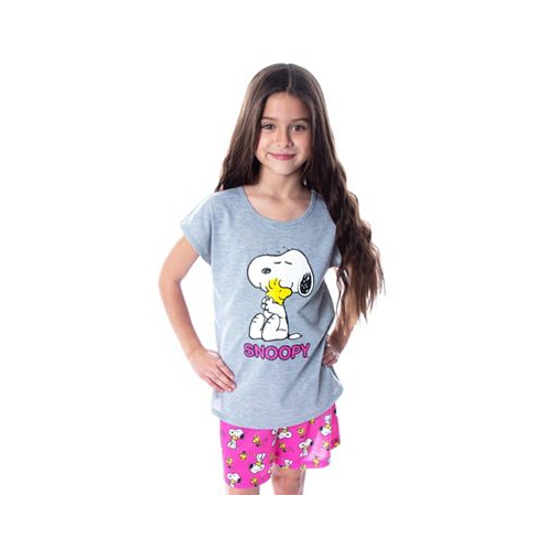 Peanuts Girls Pajamas Snoopy and Woodstock T-Shirt And Shorts Pajama Set
