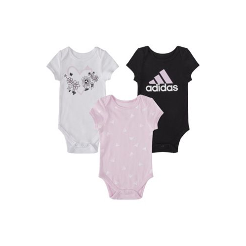 Adidas Baby Girls Printed Cotton Bodysuits Pack of 3