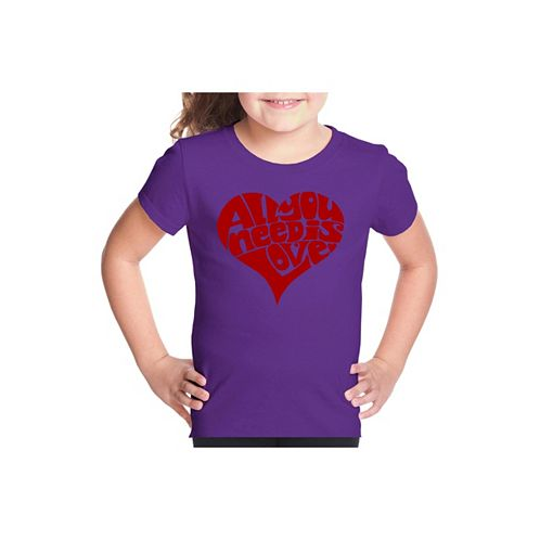 LA Pop Art Big Girls Word Art T-shirt - All You Need Is Love