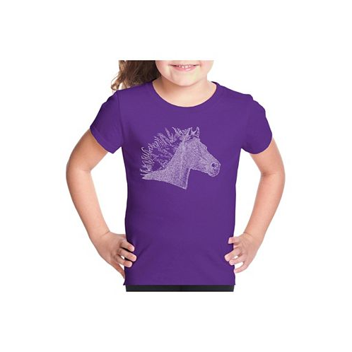 LA Pop Art Big Girls Word Art T-shirt - Horse Mane