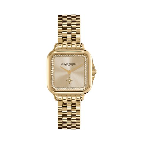 Olivia Burton Womens Soft Square Gold-Tone Stainless Steel Bracelet Watch 28mm