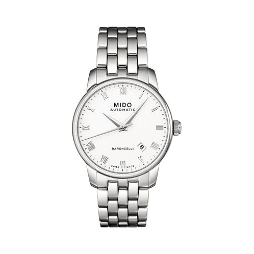 Mido Mens Swiss Automatic Baroncelli Stainless Steel Bracelet Watch 38mm