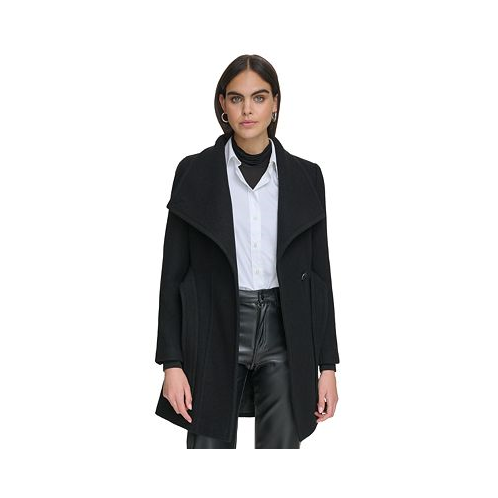 Calvin Klein Womens Asymmetrical Belted Wrap Coat Created for Macys