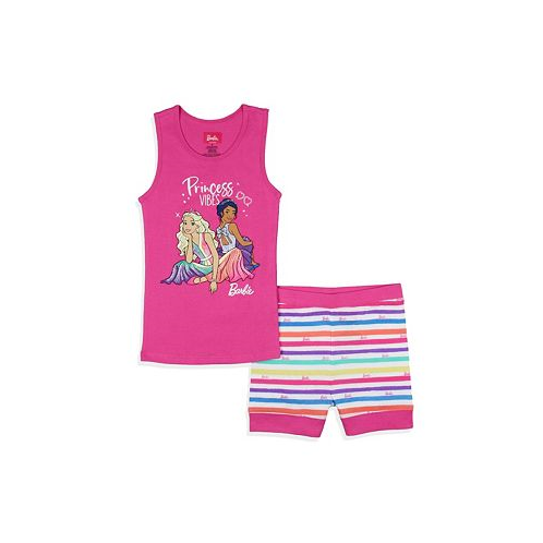 Barbie Big Girls Princess Vibes Characters Sleep Pajama Set Tank Top Shorts