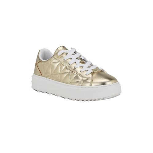 GUESS Womens Desena Quilted Platform Lace Up Sneakers