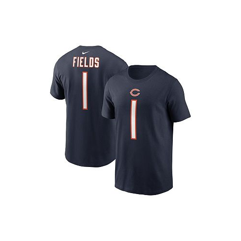 Nike Mens Justin Fields Navy Chicago Bears Player Name and Number T-shirt
