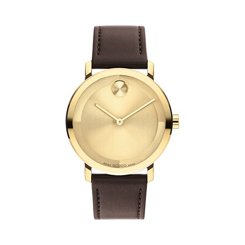 Movado Mens Bold Evolution 2.0 Swiss Quartz Brown Leather Watch 40mm
