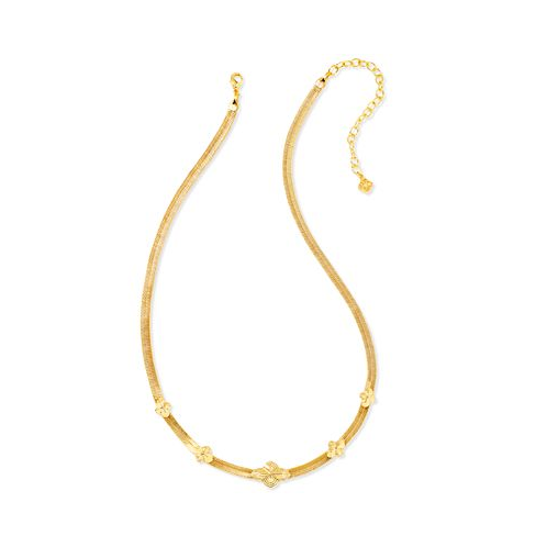 Kendra Scott Rhodium-Plated & 14k Gold-Plated Medallion-Accent Herringbone Chain Collar Necklace 16 + 3 extender