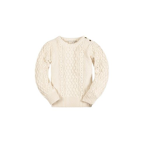 Hope & Henry Girls Long Sleeve Cable Knit Fisherman Sweater Infant